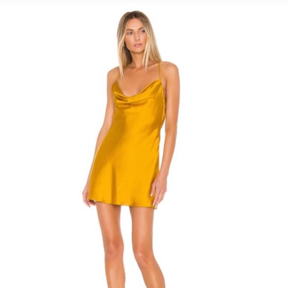 [lovers + friends] yellow silk dress